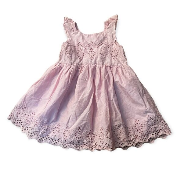 BABY GAP FLUTTER SLEEVE EYELET LACE PASTEL PINK TODDLER DRESS 4 - Picture 2 of 8